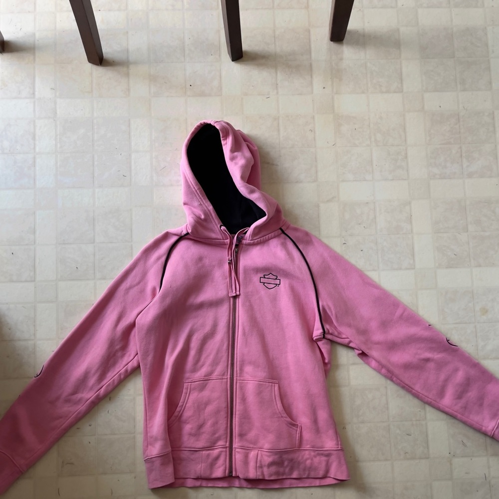 pink Harley-Davison zip-up long sleeve